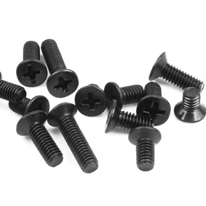 Parafuso de cabeça plana km phillips parafusos de precisão de aço carbono parafuso de cabeça escareada preto m1 m2 m2.5 m3 parafusos para computador portátil