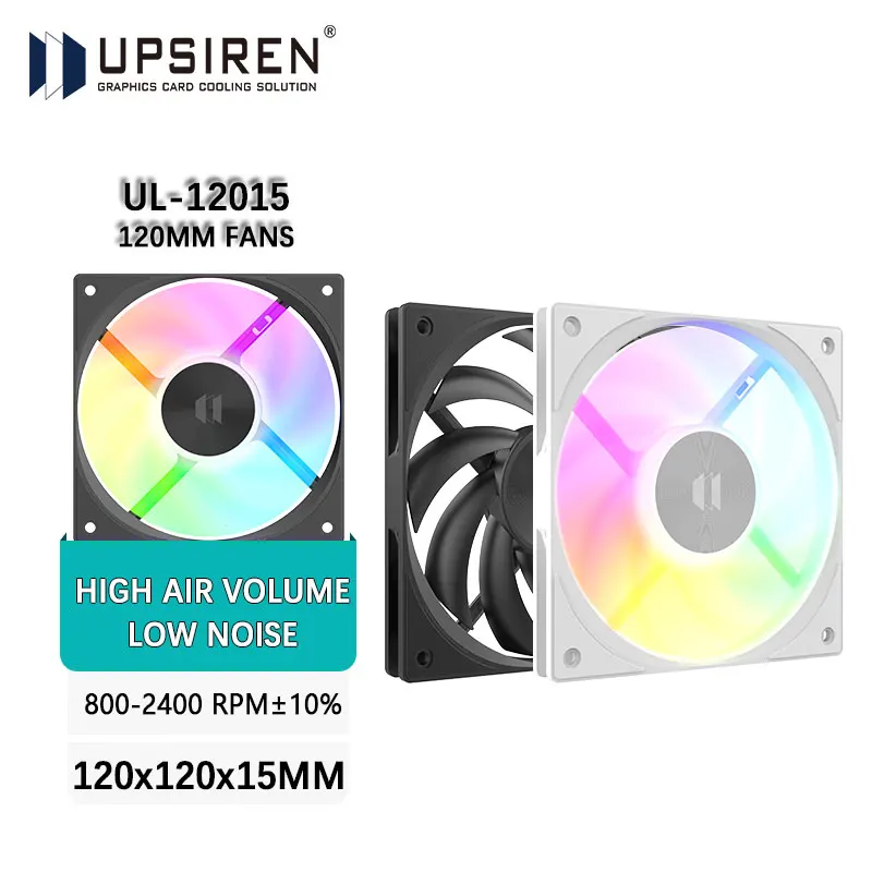 

UPSIREN UL-12015 12CM thin chassis cooling fans 15MM thickness 12V 4PIN PWM/5V 3PIN ARGB 800-2400RPM performance fan Black/White