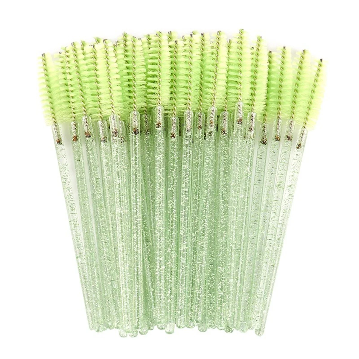 8 bis 98 Stück grüne Einweg-Mascara-Stäbe, glitzernde Wimpernbürste mit klarem Griff, Spoolie-Wimpernwerkzeuge für Make-up und Schönheitssalon