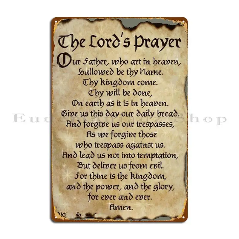 The Lord S Prayer Jesus Gave His Disciples Metal Plaque Cinema Wall Decor Wall Decor Vintage Design Tin Sign Poster
