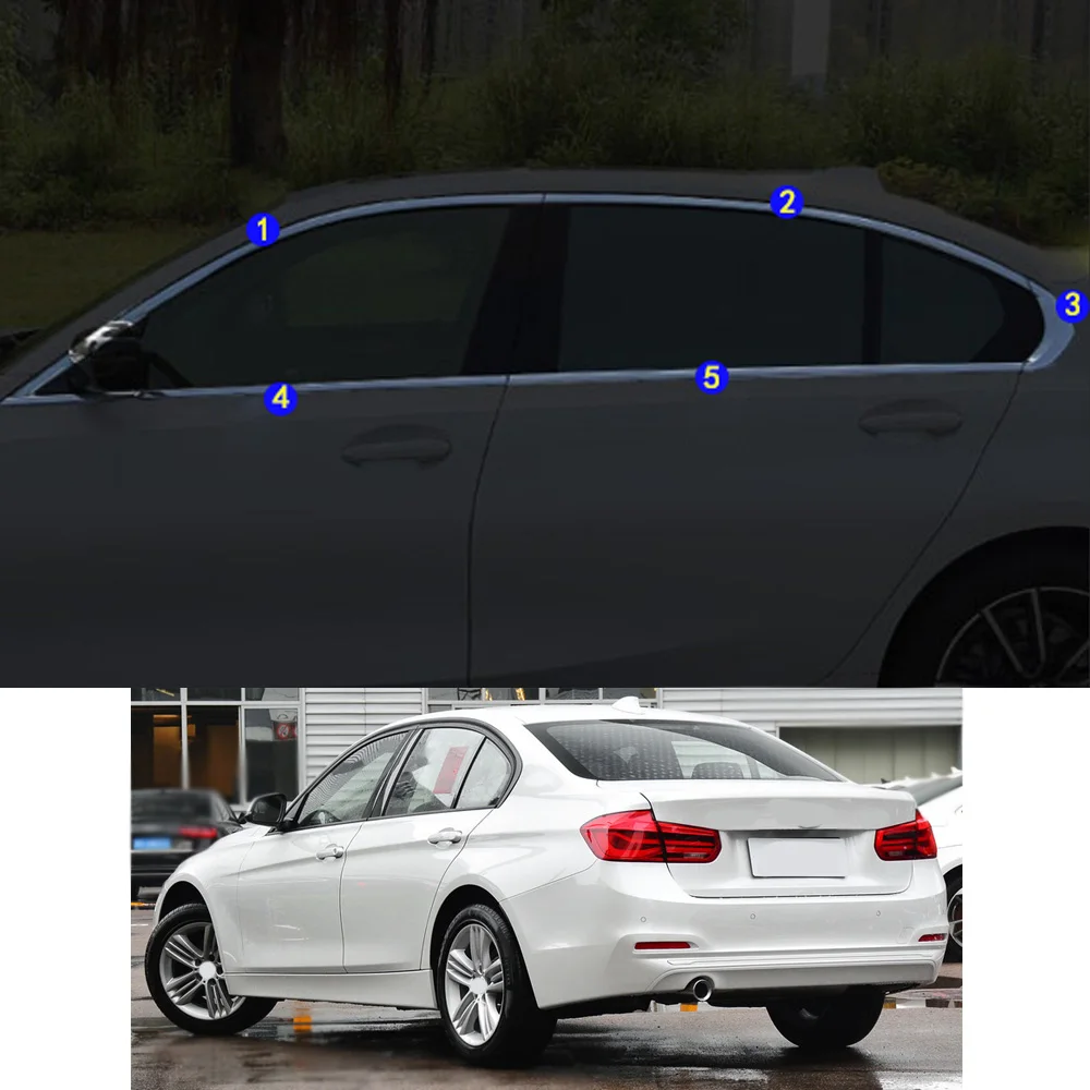 

For BMW 3-Series 2017 2018 Car Sticker Garnish Pillar Window Middle Strip Trim Frame Hoods