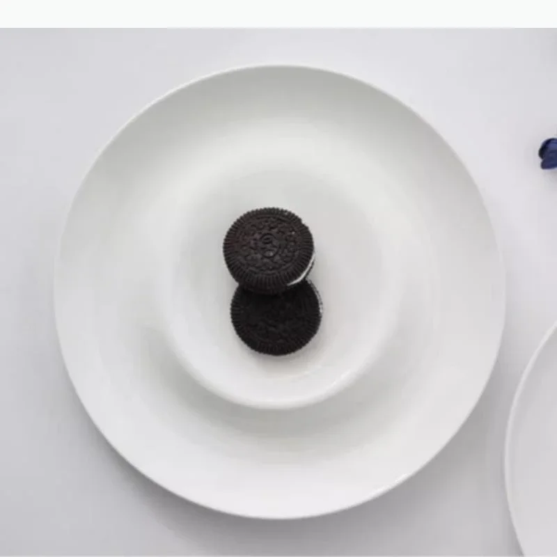 Round Western Style Steak Plate White Ceramic Dining Plate Pasta Dish Sushi Plates Dessert Fruit Sashimi Plates