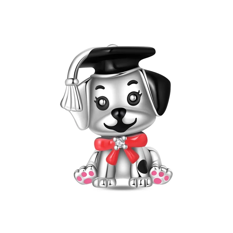 S925 Silver Color Graduation Certificate Bachelor's Hat Graduation Series Charms Beads Fit Pan Original Bracelets DIY Jewelry image 3