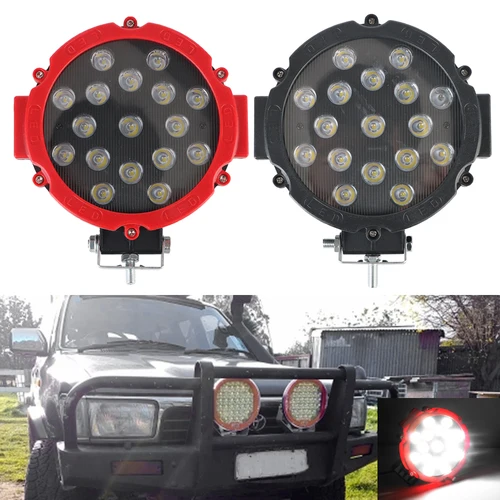 Barra de luz LED redonda de 7 pulgadas, foco de trabajo de 51W para camión, Tractor, 4x4, luz de conducción todoterreno