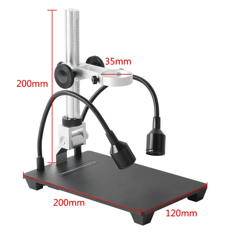 

35mm Dia Focusing Holder Adjustable Dual LED Spot Light MINI Aluminum Alloy Desktop Stand For Industry Soldering Digital Camera