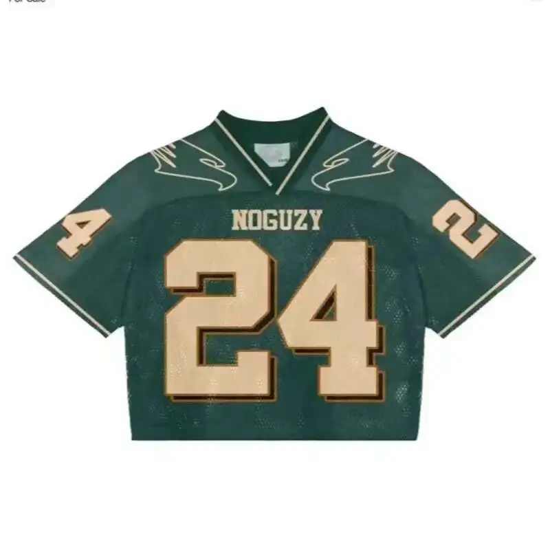 Y2K American T-shirt Harajuku Hip Hop Fashion Football Jersey Streetwear Vintage Casual Breathable Splicing Loose Short Sleeve image 5