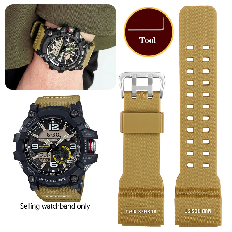 Silicone Rubber Watch Band For Casio G-SHOCK Little/Small Mud King GG-1000 GWG-100 GSG-100 Waterproof Sports Strap Bracelet