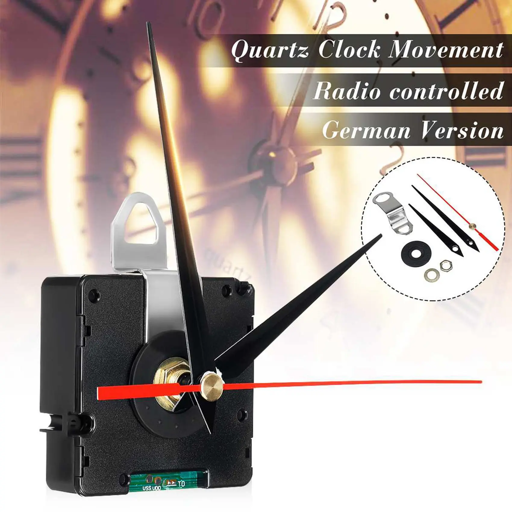 Radio Controlled Silent Quartz Wall Clock Movement Mechanism DIY Clock Kit DCF Signal Mode for Repair Parts Replacement