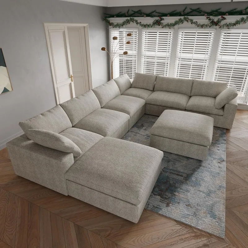 

Секционный диван Cloud 160 дюймов, удобный диван с перевернутым пухом, 8-местный трансформируемый модульный диван-облако для гостиной, мин.