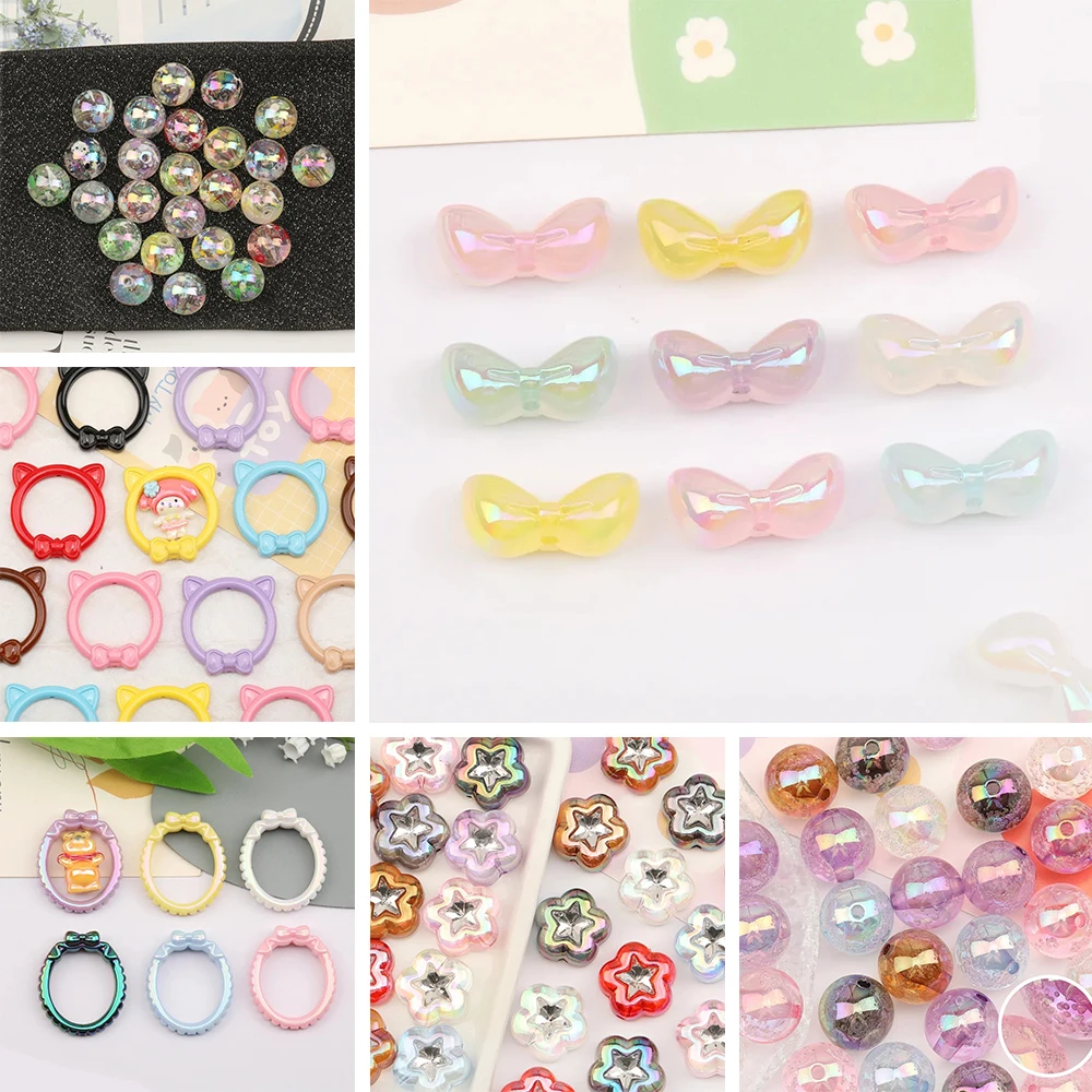 

Сердечный дизайн 100 шт. акриловые бусины/ручная работа/эффект Авроры/петля в форме звезды/изготовление бусин своими руками/фурнитура и компоненты для ювелирных изделий