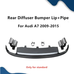 Grey Auto Diffuser Rear Bumper Lip For Audi A7 2009 2010 2011 2012 2013 2014 2015 Upgrade S7 Style Diffuse Exhasut Pipe Tip