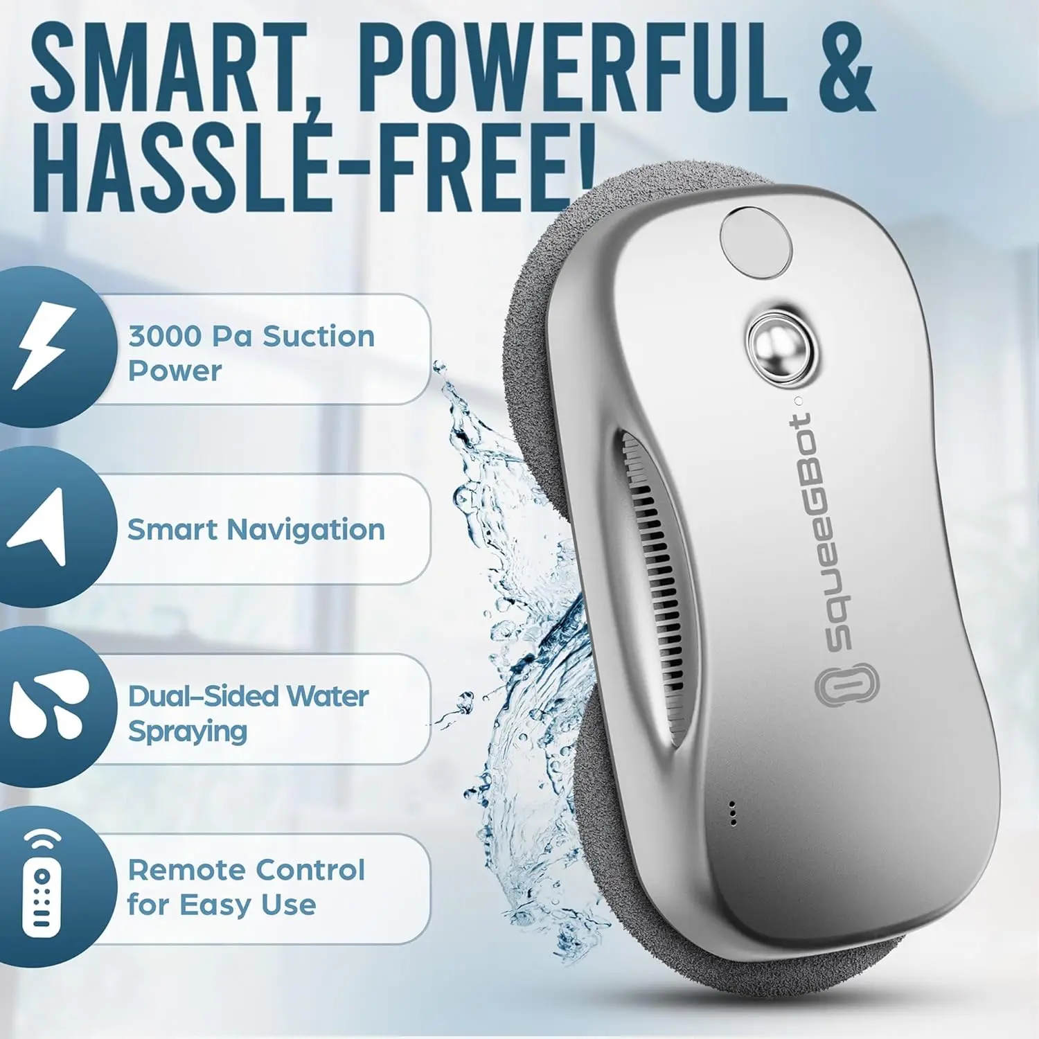 Cleaning Robot Ideal for Panoramic Windows, Tiles, Mirrors, Robot Windows Cleaner with Intelligent AI 5.0 Navigation, Electric W