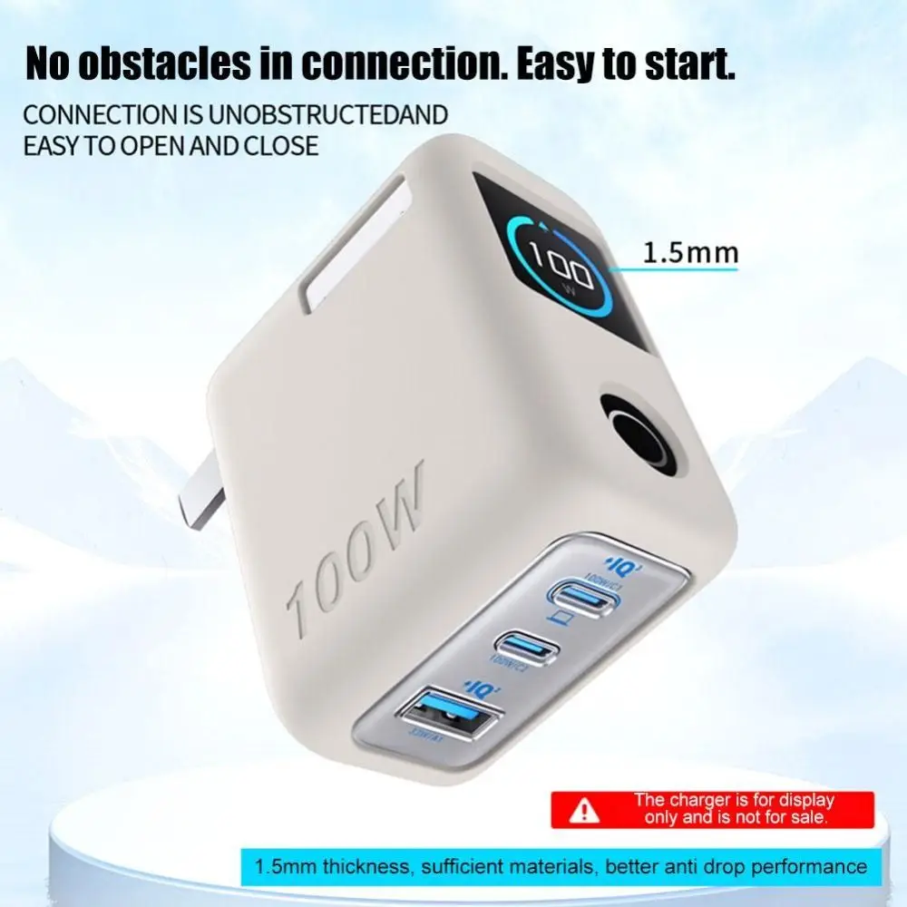 Shockproof Silicone Case Solid Color Dustproof Protective Case Soft Portable for Anker 100W 3-Port Charger With Screen Display