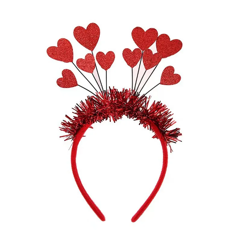 AWAYTR Lovely Red Heart Hair Hoop Hairband Furry Valentine\'s Day Heart Headband Party Headwear Rose Selling Hair Hoop