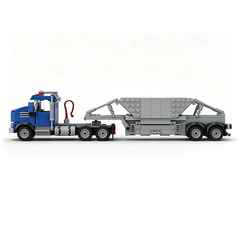 MOC-256466Creative Hand-Assembled tractor&horizontal bottom dumper trailer Model Building blocks Bricks Toy Gift For Adults Kids