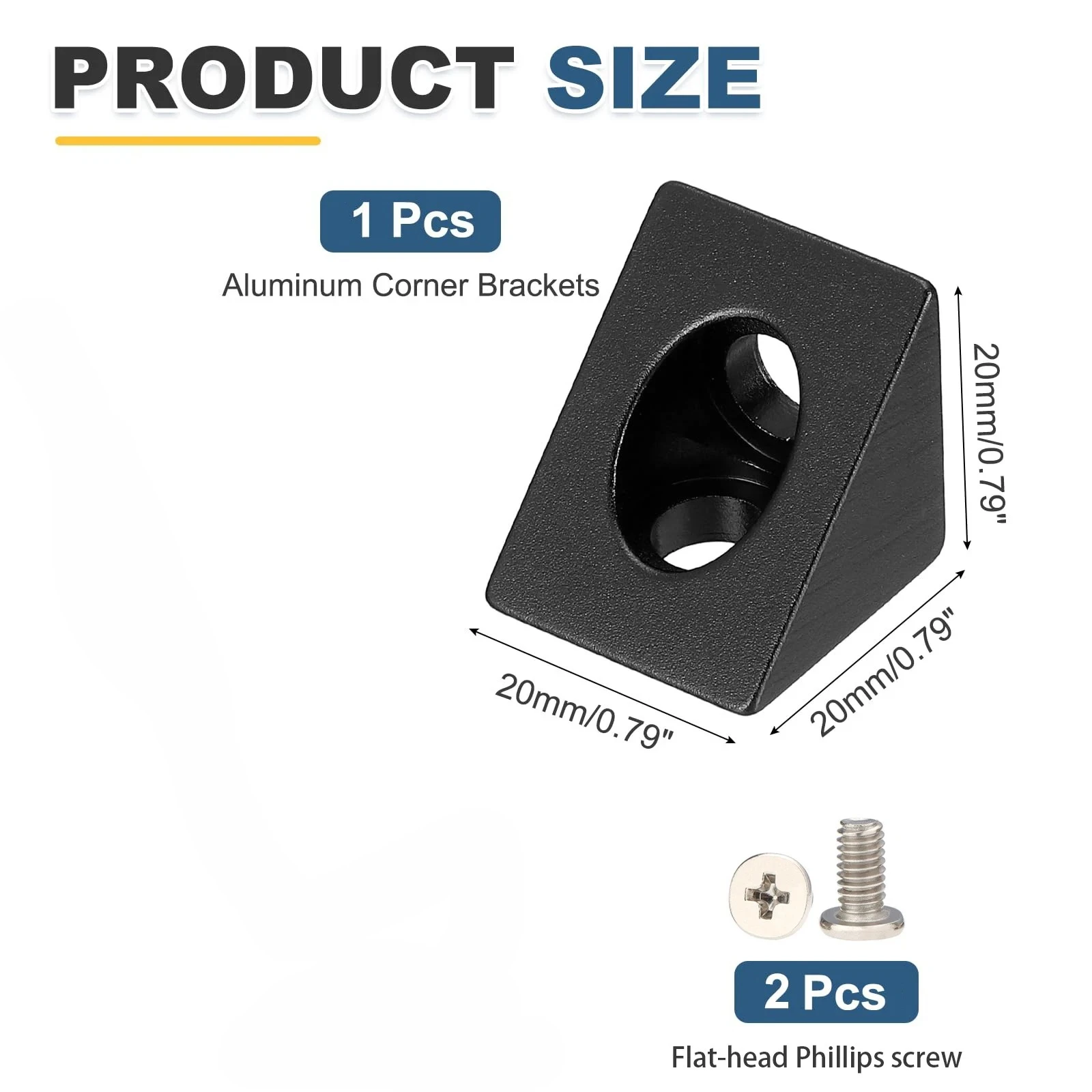 1~100pcs Black V-slot Angle Corner Connector 90 Degree Angle Bracket For 2020 Profiles For Aluminum Extrusion Rail Accessories