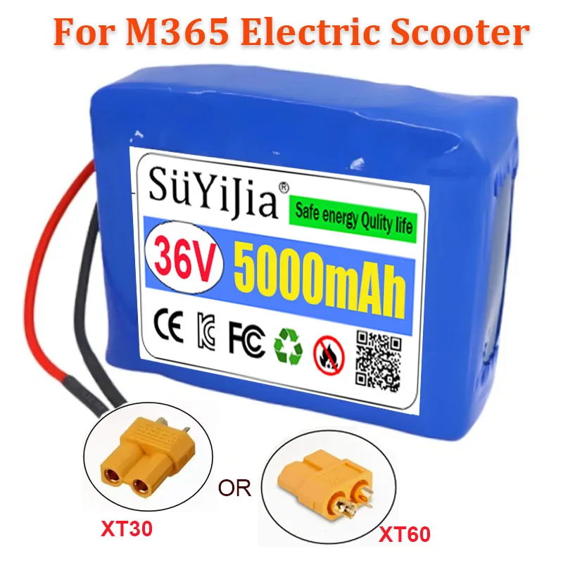Replacement 36V 5Ah 10S1P 21700 Lithium-Ion Battery for M365 MIJIA Pro Scooter, XT30 Plug + 20A BMS, Extended Range.