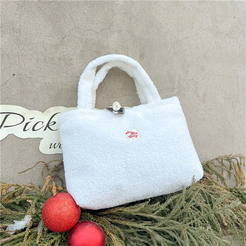 Borsa da donna moda autunno e inverno peluche borsa soffice di grande capacità pendolarismo quotidiano borsa a tracolla moda Street per ragazze dolci