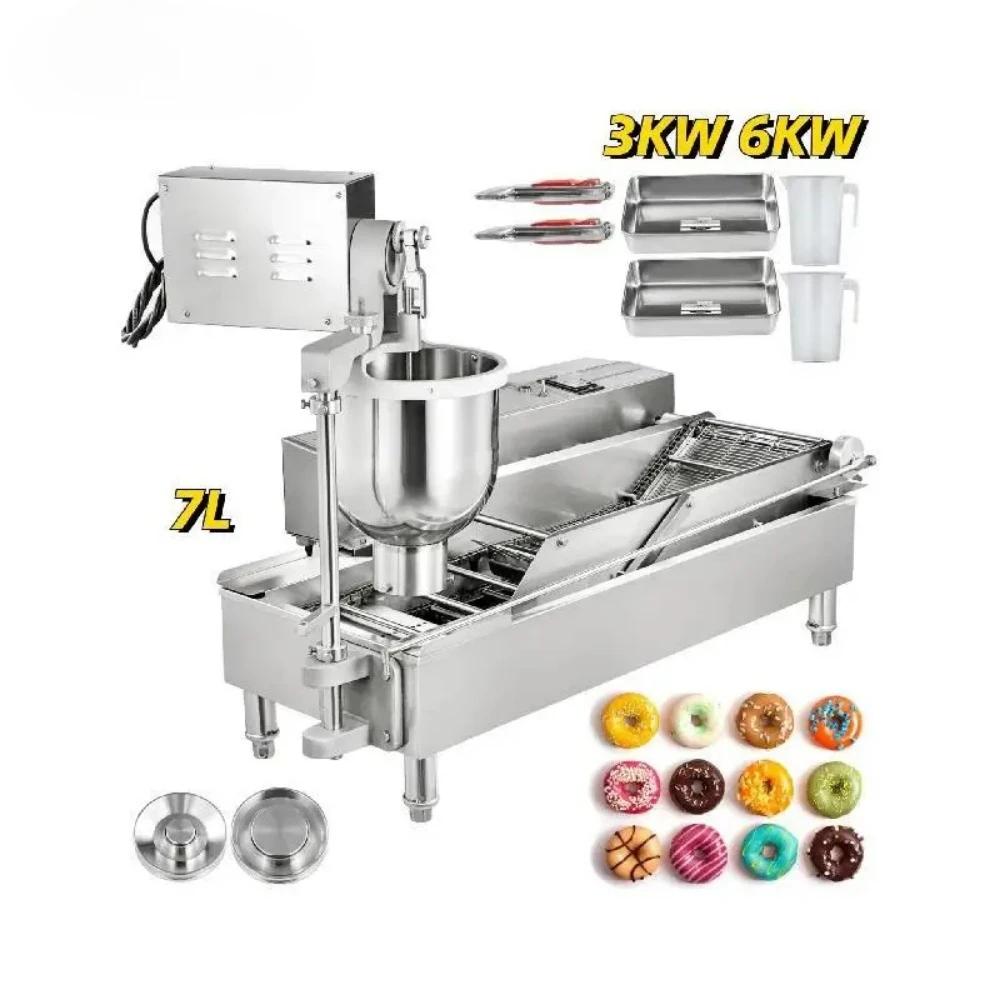 

VEVOR Commercial Automatic Donut Making Machine 7L Hopper Stainless Steel Doughnut Maker 3 Sizes Molds Fryer Kitchen Applians