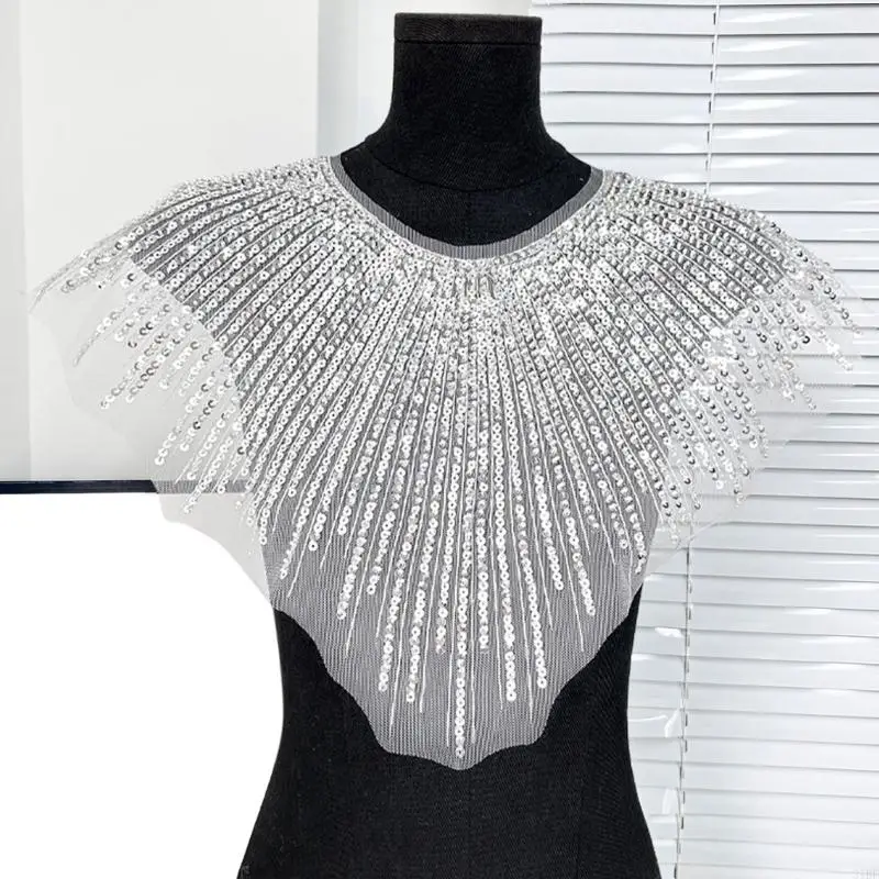 31bf elegante colar falso com colar bordado com elegante