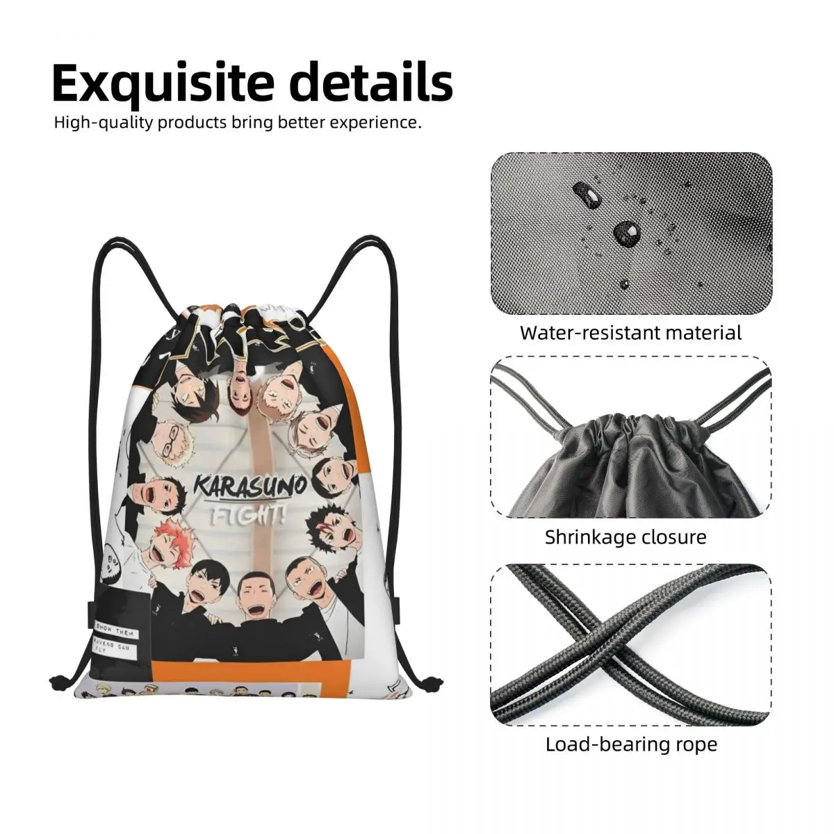Аниме мальчик волейбол Haikyuu рюкзак на шнурке спортивный спортивный рюкзак шнурковая сумка для езды на велосипеде