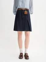 DUSHU Women's High Waist A-line Denim Skirt 2025 Autumn New Arrival Style Contrast Color Retro Denim Skirt No Belt 25DS83098 - Image 3