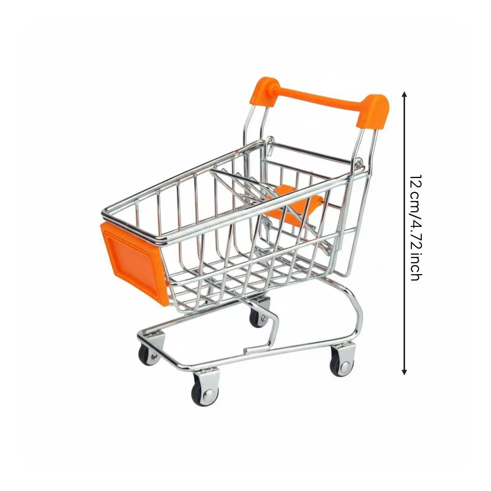 Small Metal Shopping Cart Model Desktop Organizer Trolley Toy for Workspace Decoration and Role Play