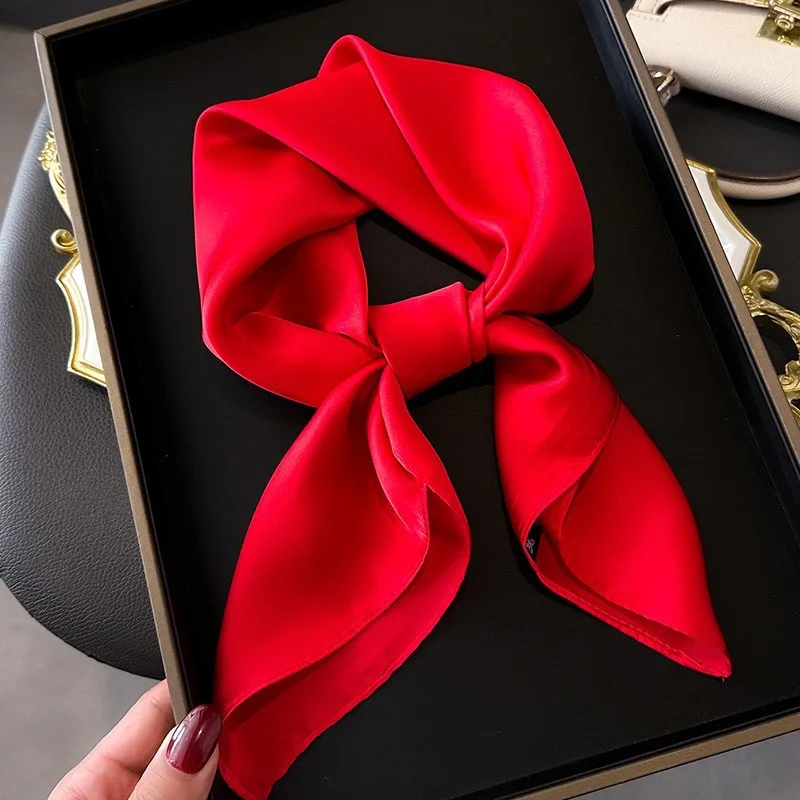 بلون 70x70 سنتيمتر المرأة نمط جديد وشاح مربع صغير تنوعا وشاح حريري طويل تقليد الحرير وشاح للرقبة نمط خفيف الوزن