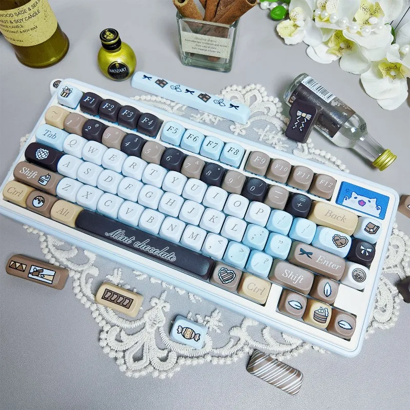 

Набор кастомных PBT-кейкапов с тематикой мятного шоколада, профиль MOA, для механических клавиатур, аксессуары, подарки