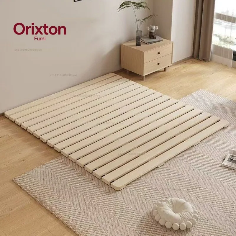 Bedroom solid wood tatami thickened waist bed frame folding bed board breathable shelf moisture-proof skeleton mattress