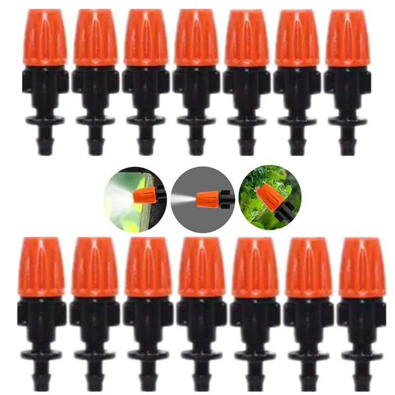 25PCS Adjustable Garden Drip Irrigation Misting Atomizing Fog Nozzles Micro Flow Head Drippers Spray Hose w/ 4/7mm Barb