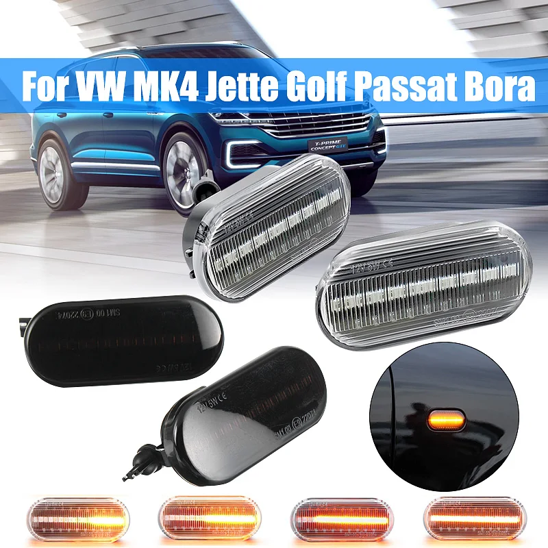 

2pcs LED Dynamic Side Marker Light Turn Signal Indicator for VW Bora Golf 3 4 T5 Passat 3BG Polo SB6 SEAT Ibiza Leon Skoda Ford