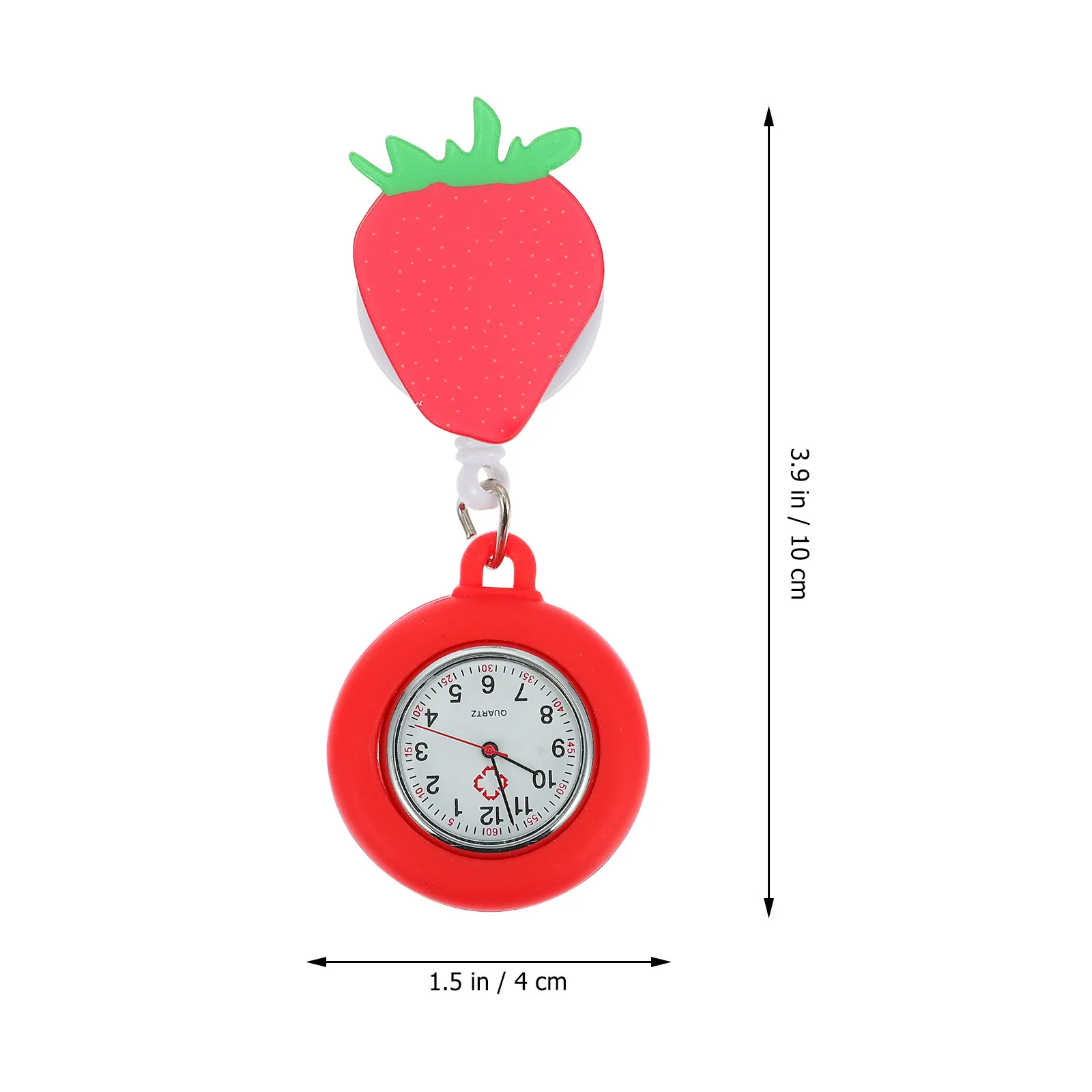 Strawberry Design Retractable Pocket Watch for Nurses Lightweight Portable Watch with Precision Quartz Movement Hospital