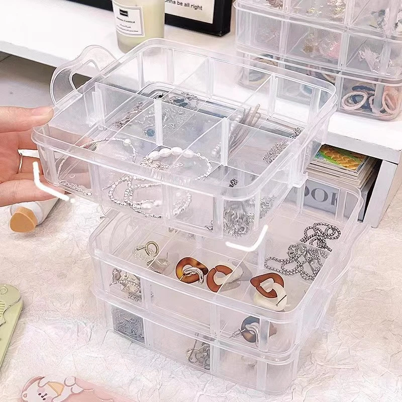 Transparent Jewelry Storage Boxs Large-capacity Finishing Boxes Necklace Ring Stud Earrings Storage Box Jewelry Box Ornament Box