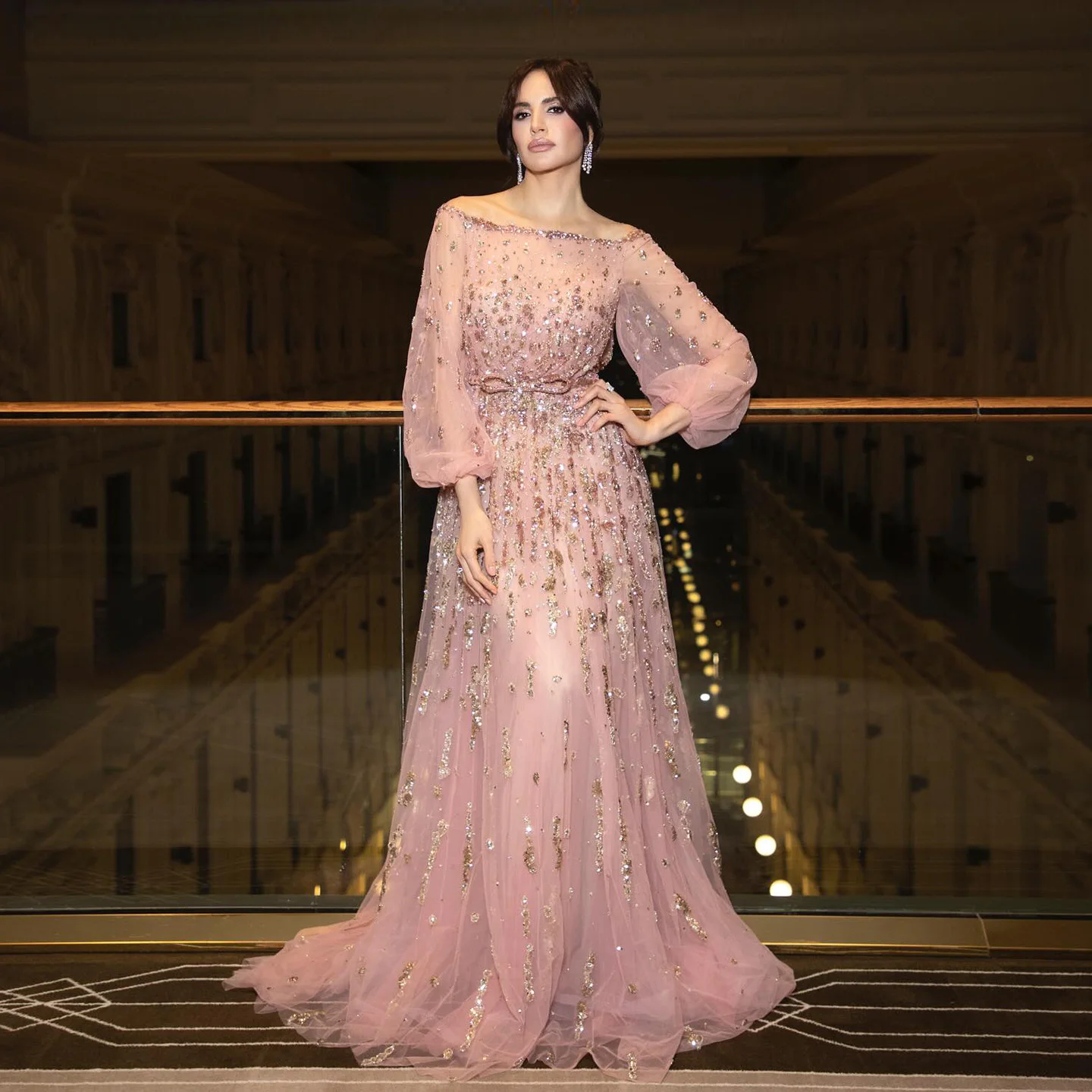 Sharon Said Elegant Pink Long Sleeve Evening Dress Bowknot Luxury Beaded  Arabic Party Prom Dresses For Women SS230 Customized - AliExpress 320