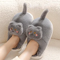 Cat Slippers Women Men Winter Home Slides Kawaii Floor Shoes Furry Slippers Girl White Mules Funny Cute Gift Slippers 2024