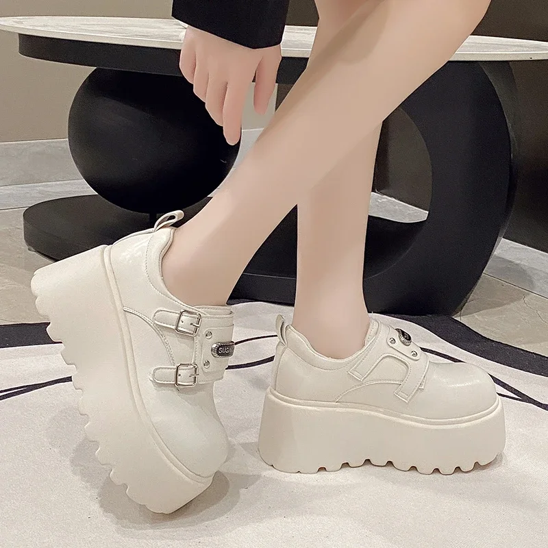 

New Spring 8CM Platform Women Loafers Shoes Flats Casual Walking Shoes Woman 2025 Designer Leather Sneakers Mujer Zapatos Pumps