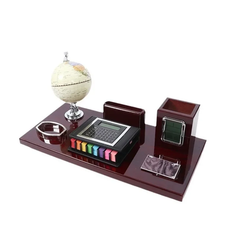 

Office desktop pen holder ornament, wooden desk calendar pilot rudder mahogany desk calendar stand