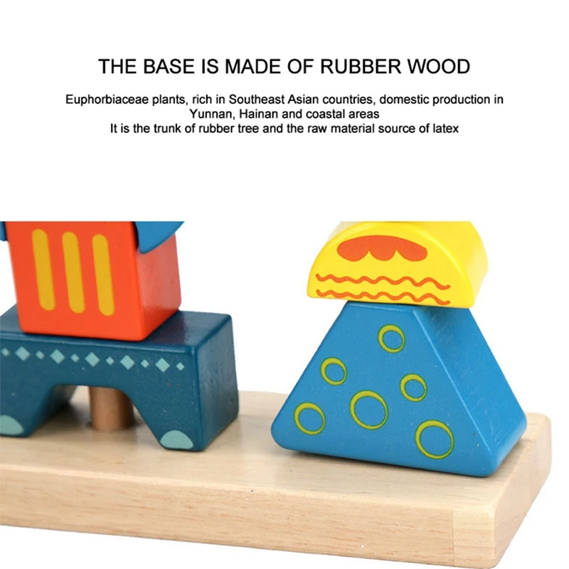 Children's Creative Wooden Tower Blocks Toys Sun & Moon Day & Night Pillar Wood Building Block Game Toys