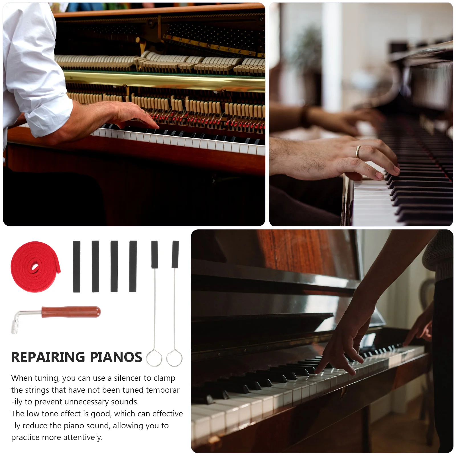 

Wrench Piano Tuning Tool Accessories Tuner Creative Mutes Professional Black Musical Instrument Accessory Repairing Child