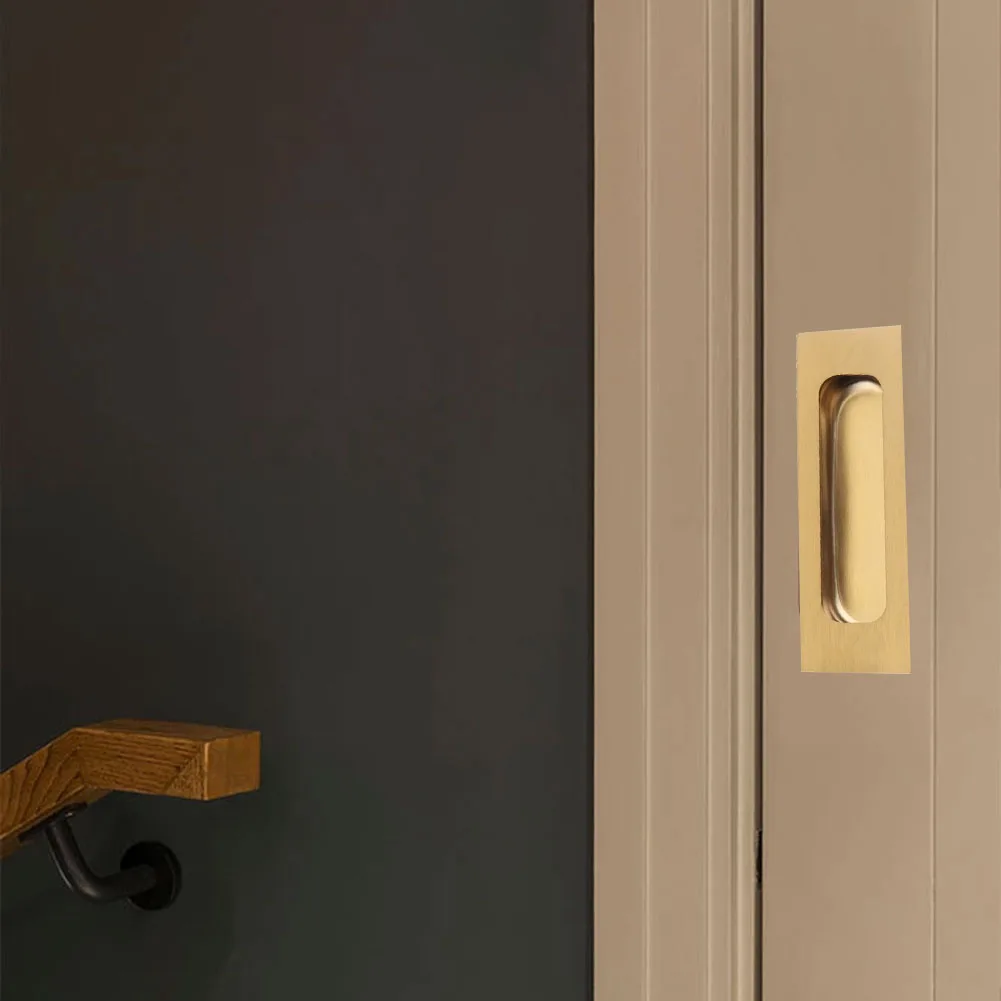 Sliding Door Handles Stainless Steel Finger Pulls for Cabinet Drawers Wardrobes Gold Finish 120 by 40 Millimeters