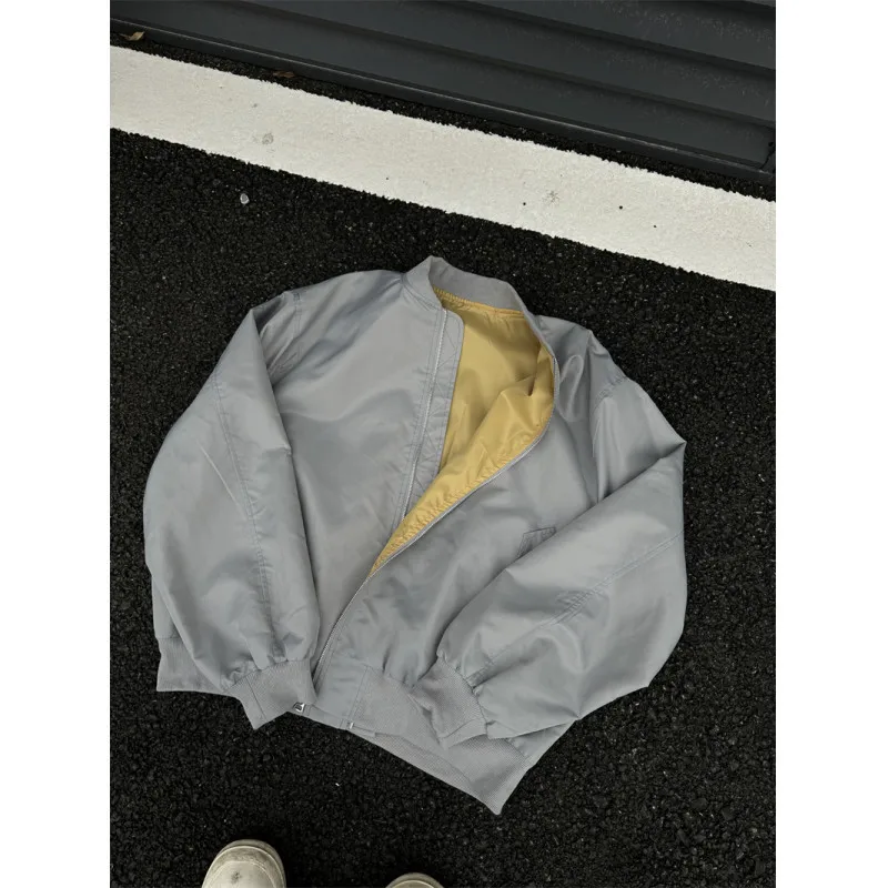 Autumn and winter American style contrast color lined flight jacket trendy brand high street motorcycle thickened cotton jacket