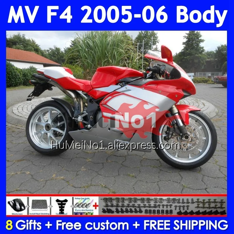 Factory Red Body For Agusta MV F4 R312 750S 1000 R 750 1000CC 310No.0 1000R 312 1078 1+1 MA MV F4 2005 2006 05 06 Fairing Kit