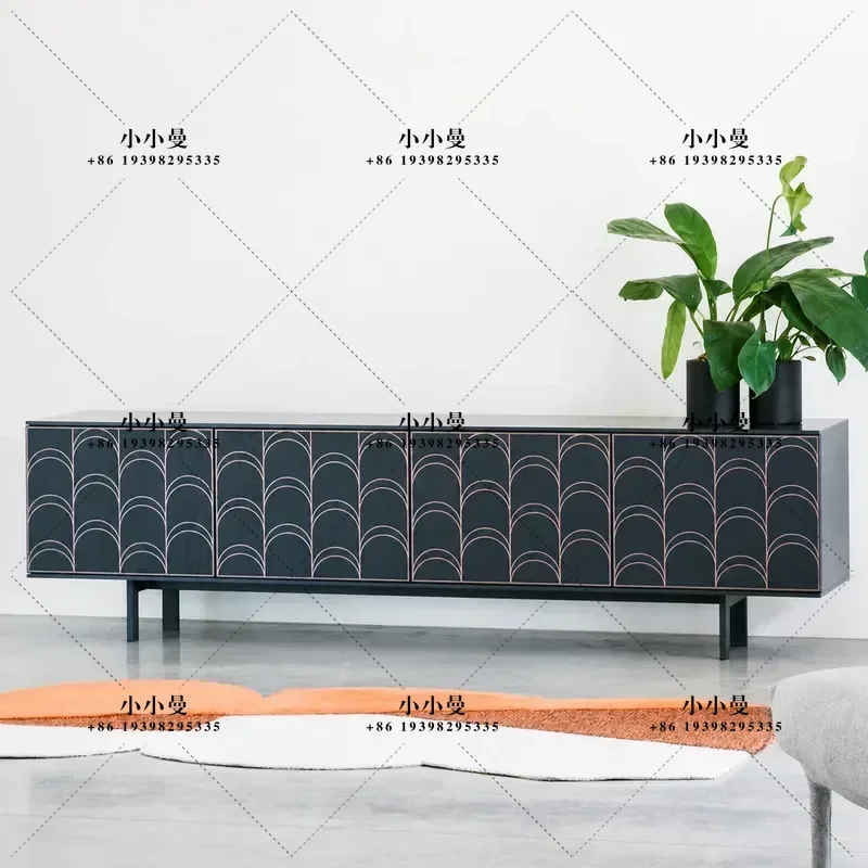 Italian Minimalist TV Cabinet Modern Audio Visual Console Living Room Storage Locker Decorative Floor Stand Media Unit