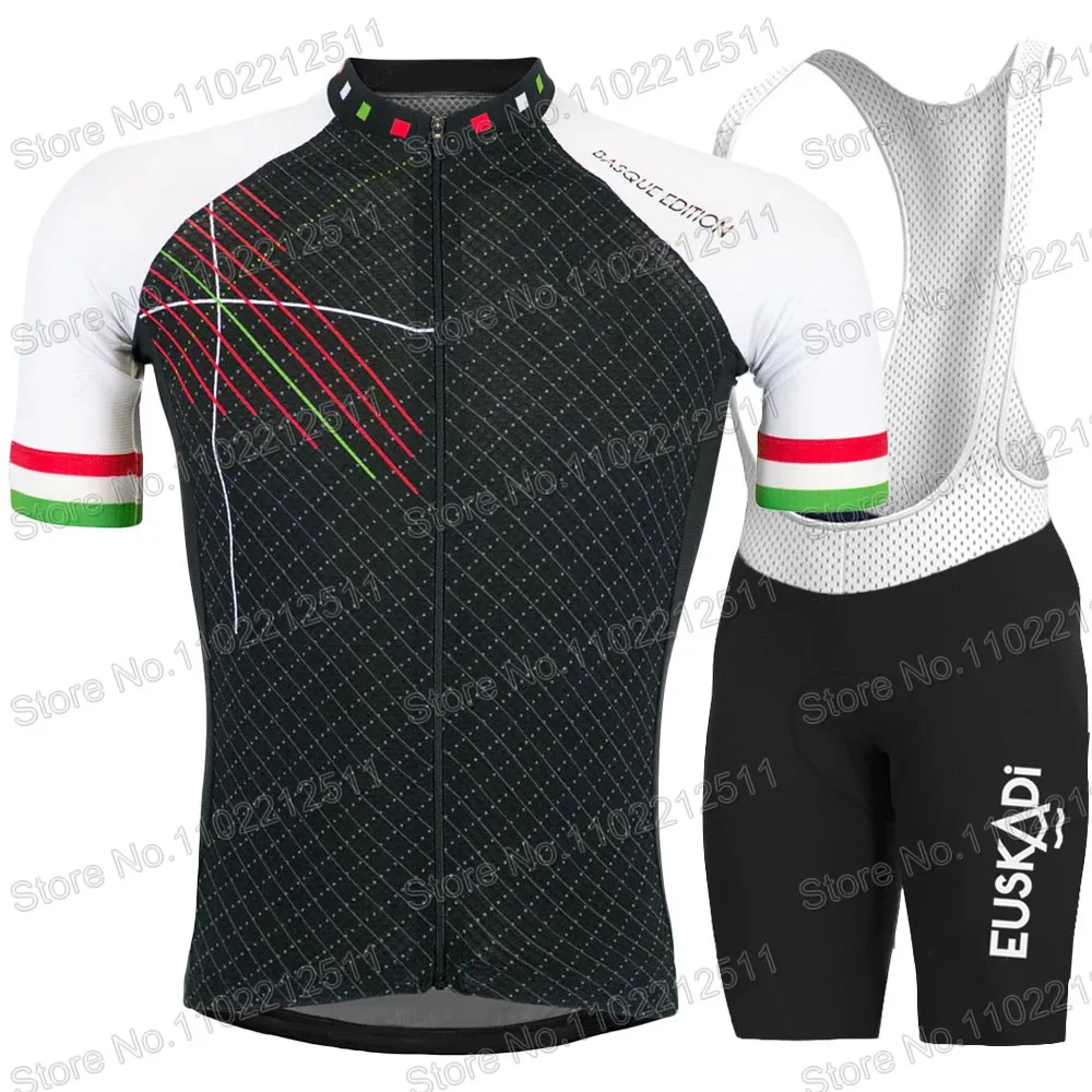 2024 New Euskadi Cycling Jersey Team Set Euskaltel Spain Short Sleeve Clothing Road Bicycle Bib Shorts Suit MTB Wear Maillot