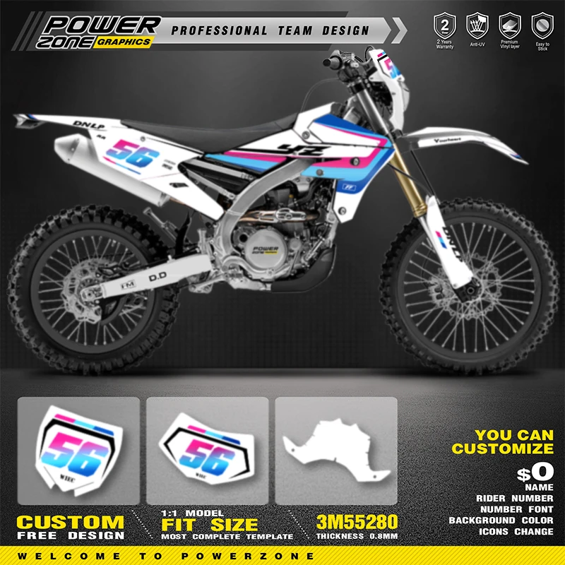 PowerZone Custom Team Graphics Backgrounds Decals Stickers Kit For YAMAHA WRF450 16-19 YZF450X 15-18 Motorcycle Decals 03