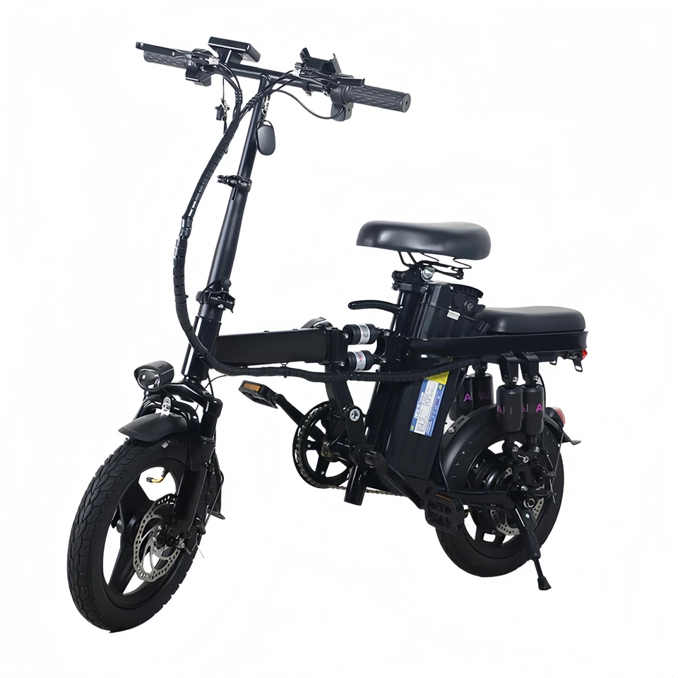 400W Folding Electric Bike 48V 15Ah Lithium Battery Dual Suspension Dual Seat E Bike Front Rear Disc Brake LED Light Portable City Commuter Electric Bicycle image 2
