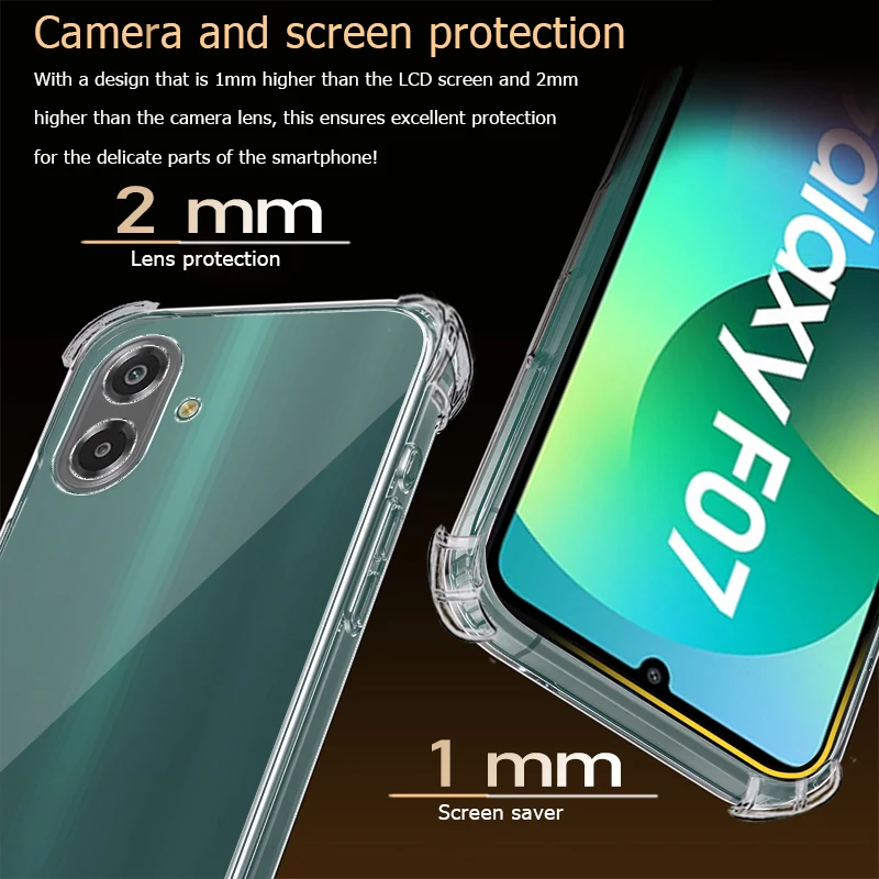 حافظة لهاتف سامسونج جالاكسي F07 F56 F55 F54 F36 F23 F16 F15 F41 F14 F06 F05 F04 X Cover7 Pro 5G أغطية خلفية شفافة