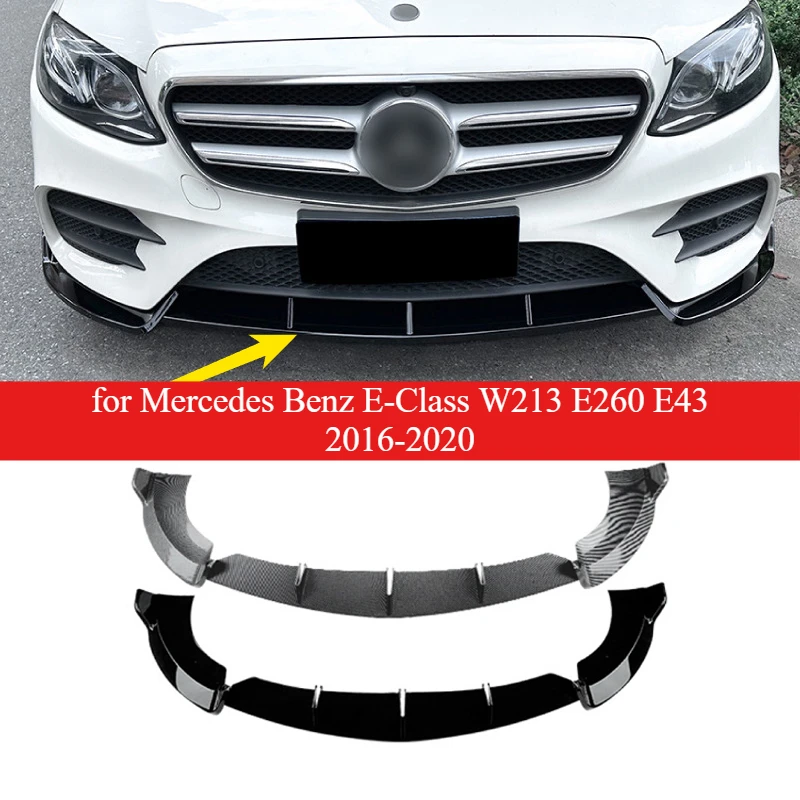 For Mercedes-Benz E-Class W213 E260 E43 AMG (2016-2020) Front Bumper Lip Splitter Spoiler Corner Covers