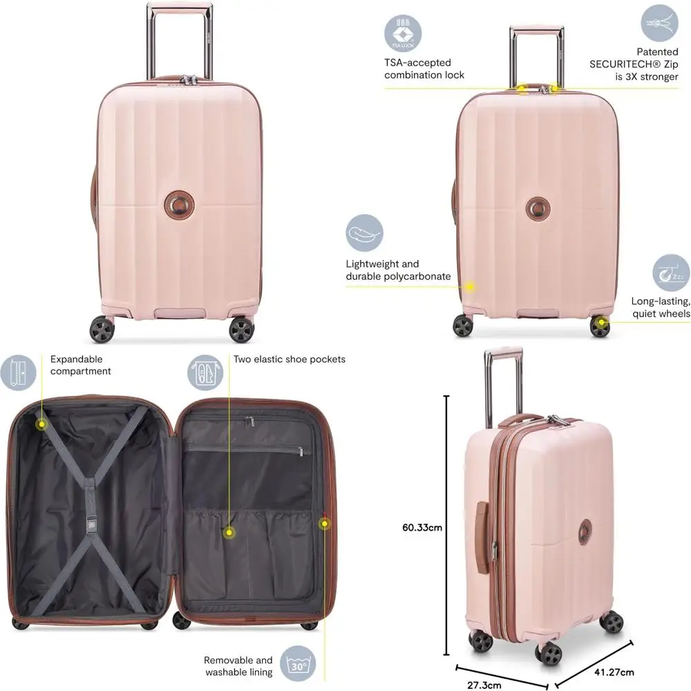 

Брызгозащитный чемодан Paris Hardside Spinner, розовый, средний, 24 дюйма